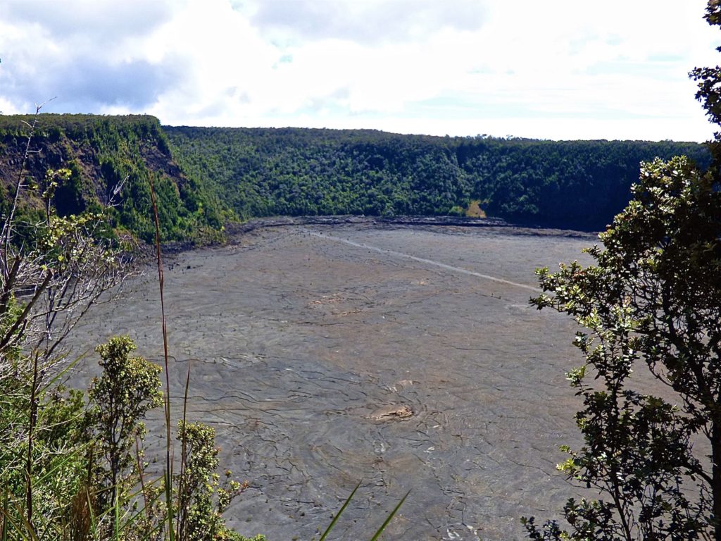 Looking down on Kilauea Iki trail from Volcano National Park rim.