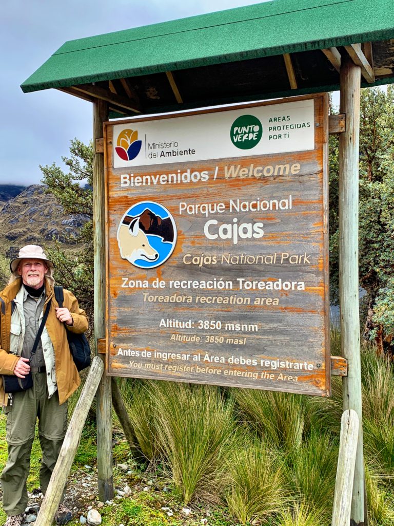 Cajas National Park entry sign