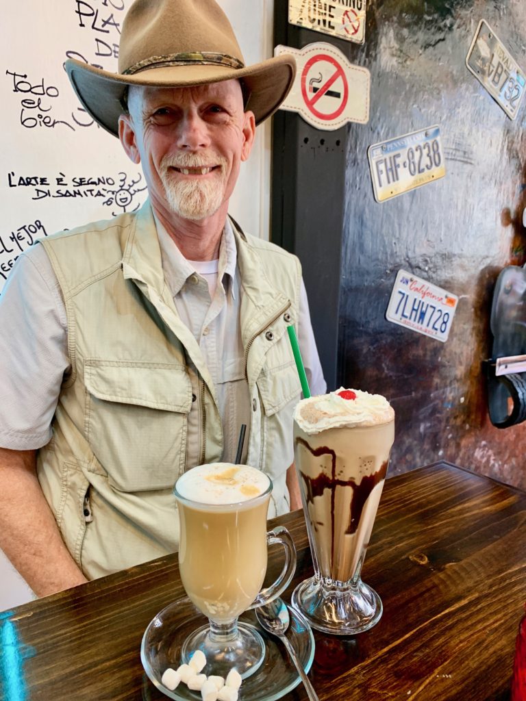 Our essential spanish enabled Jack to order these two delicious iced coffee drinks while we were in Cuenca Ecuador