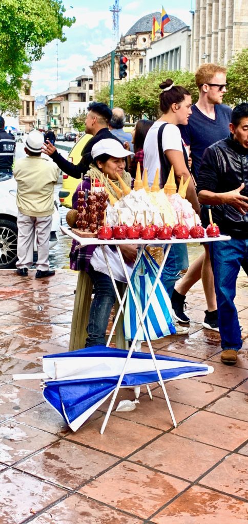 Many Cuenca vendors set up on the sidewalks.