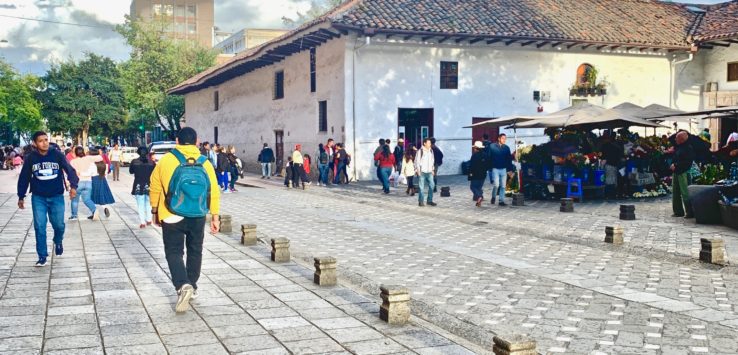 Busy sidewalk in Cuenca Ecuador