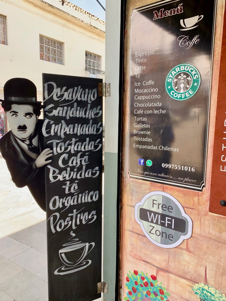 Starbucks sign in Cuenca Lunch Restaurant