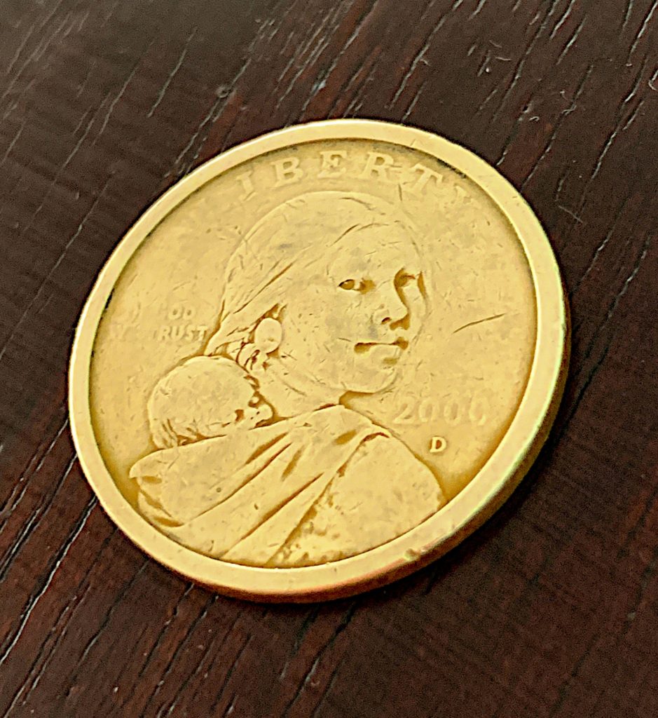 Sacagawea dollar coin seen when visiting Ecuador
