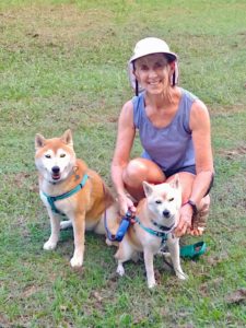 Elaine with two Shibu Ina dogs