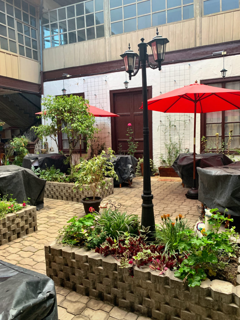 Altisimo chocolate factory courtyard dining