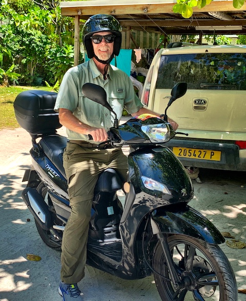 Jack on our budget Moorea scooter