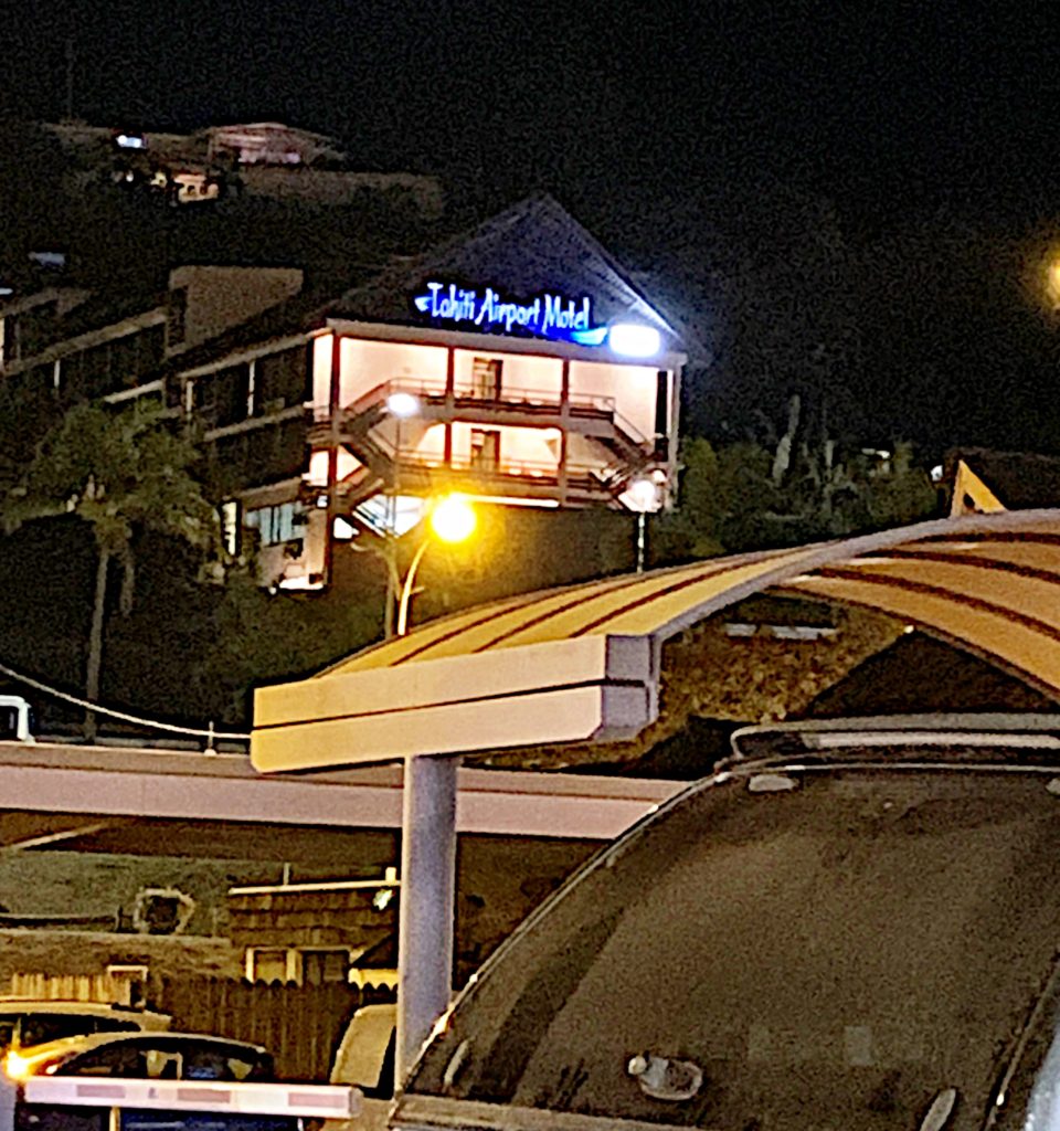 Tahiti Airport Motel a budget hotel at night