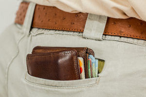 Theft by pickpocket will most definitly occur if you carry your wallet sticking out of your back pocket like this.