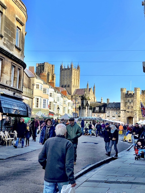 People in the city of Wells, Somerset.