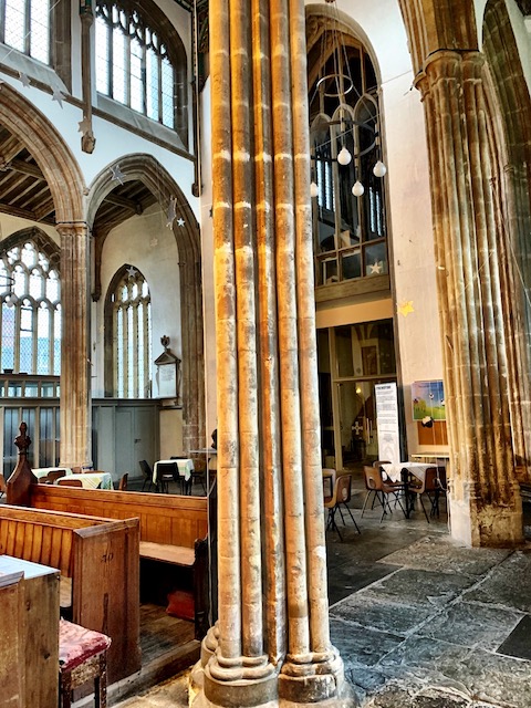 You can see the color change in the columns in St. Cuthbert's where 3 meters were added.