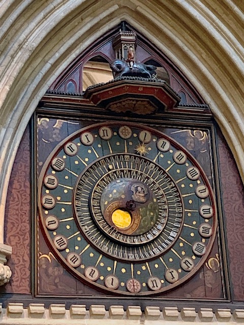 Face of the interior Well Cathedral clock