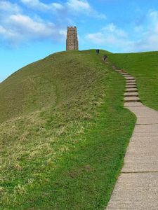 View of Glastonbury tor as seen from below on our day trip to Glastonbury.