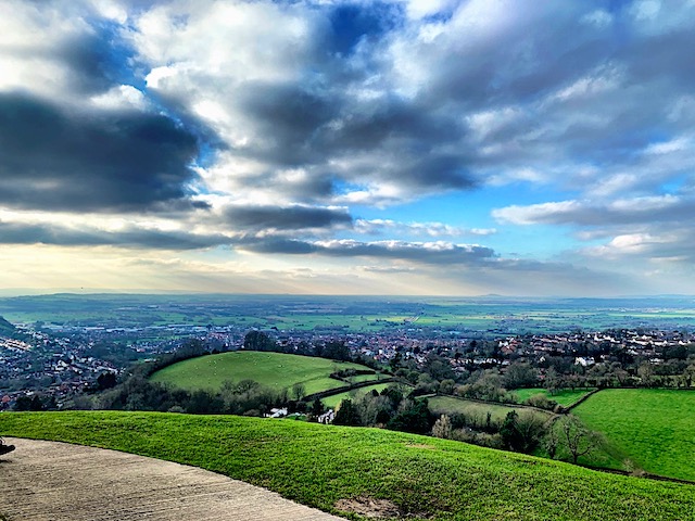 Endless views from the top of the tor in Glastonbury UK