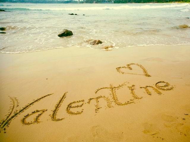 Hawaii Valentine written in the sand
