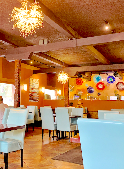 Interior of pet friendly sedona lunch restaurant Golden Goose 