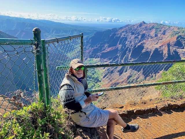 Jack enjoying the scenery at Waimea Canyon State Park.