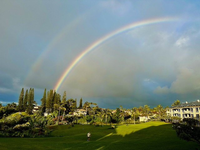 Rainbow over the Cliffs condos in Kauai where a lot of visitors stay