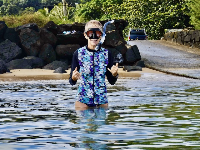 Me at  Anini in my snorkel mask