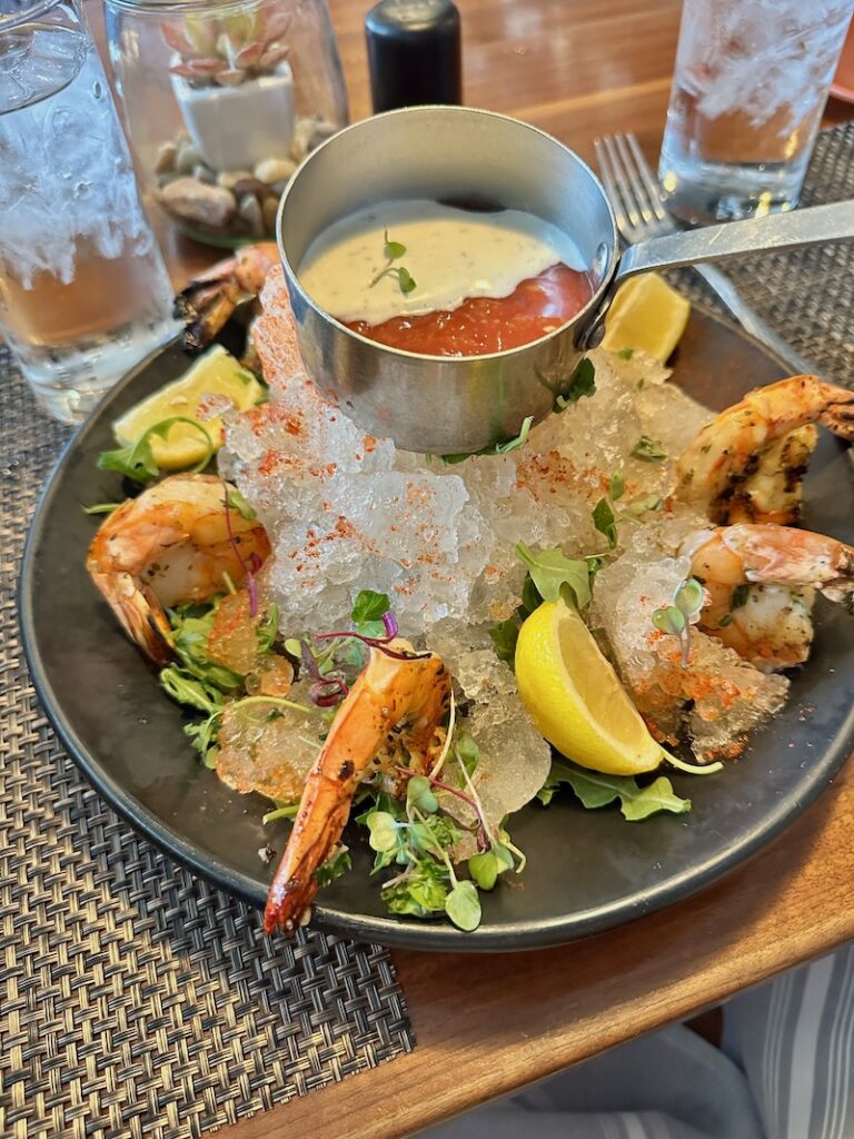 Chilled and Grilled Shrimp dish from the CLinkscale Restaurant in Jerome Arizona