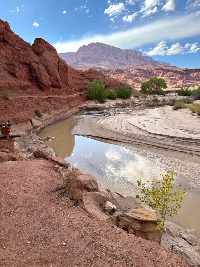 View of landscape with river in Lonely Dell Ranch in Marble Canyon AZ