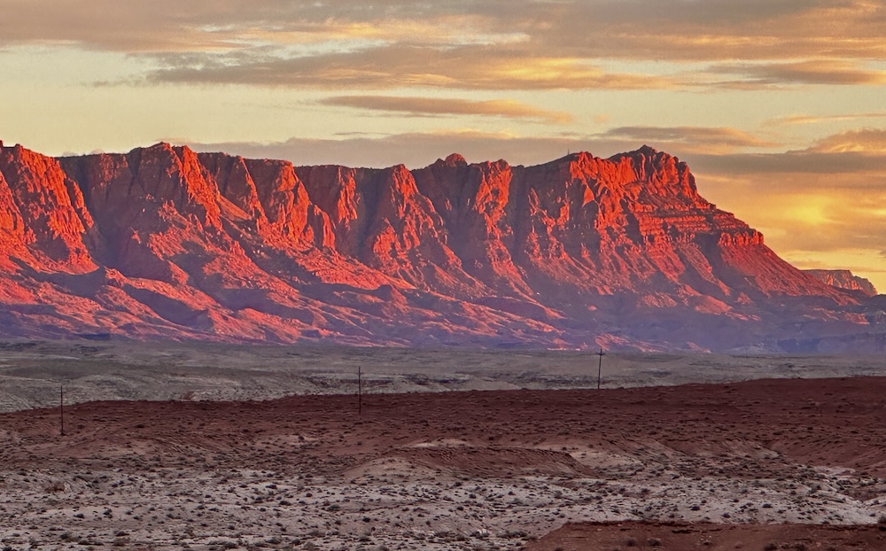 Sunset over the Vermillion Cliffs at Marble Canyon.